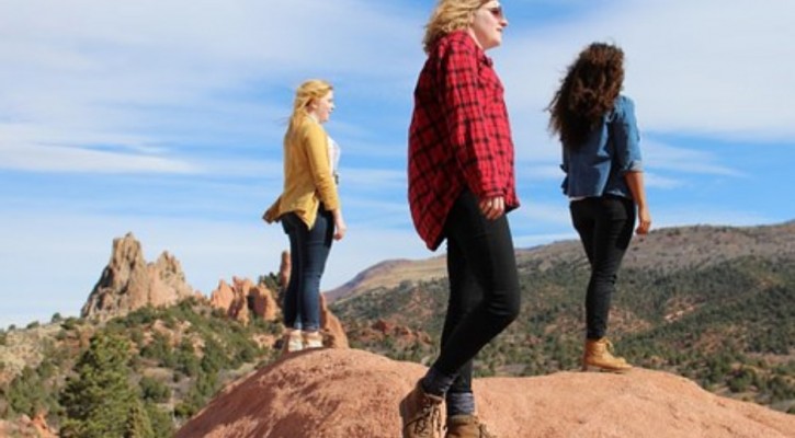 3 girls on hill